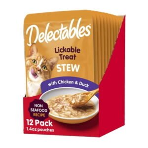 Hartz Delectables Non-Seafood Stew Lickable Wet Cat Treats, Chicken & Duck, 1.4 Ounce (Pack of 12) KK21 KK21