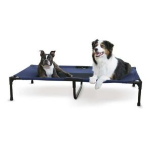 K&H Pet Products Original Pet Cot Elevated Dog Bed Blue/Black Mesh X-Large 50 X 32 X 9 Inches