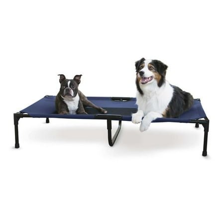 K&H Pet Products Original Pet Cot Elevated Dog Bed Blue/Black Mesh X-Large 50 X 32 X 9 Inches