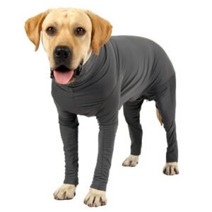 Dog Onesie After Surgery Pet Surgical Recovery Suit Anti Shedding Bodysuit for Female Male Dog Long Sleeve Claming Pajamas with Legs Grey/M