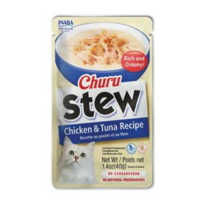 INABA Churu Stew Lickable Wet Cat Topper, 1.4 oz Pouch, Chicken & Tuna