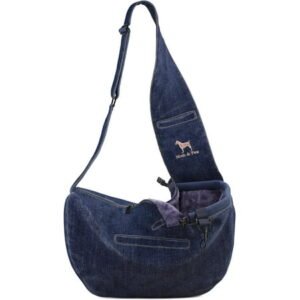 Noah & Paw Dog Sling Carrier for Small Medium Dogs & Puppies, Dog Carrier with Adjustable Padded Strap, Premium Denim, Insulated with Soft Breathable Fur, 3x Safety Feature, Machine Washable