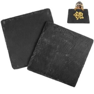 2 Pcs Aquarium Slates Stone Plates Food Plates Resting Platform for Reptile Animals