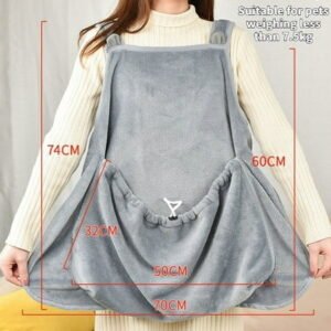 Cat Carrier Bag Apron Small Dogs Hanging Chest Bag Cat Sleeping Pocket Winter Plush Pet Pouch Backpack Carrier Pets Bag (GRAY)