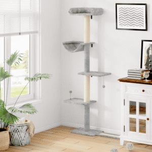 Bifanuo Cat Tree Tower, Indoor Cats Climbing Tree, Cat Tree W/Scratching Post, Comfortable Bed, Indoor Kitten Interactive Ball Toy,Window Edge Fixing, Multi-Layer cat Furniture Activity Center-Gray