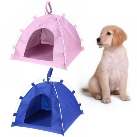 Cat Tent Cave Bed for Cat Small Dog, Pet Puppy Kennel, Dog Cat Folding House Bed Tent Hut, Soft Microfiber Indoor Pet Bed Tent Warm Cozy Cave,Blue/Pink