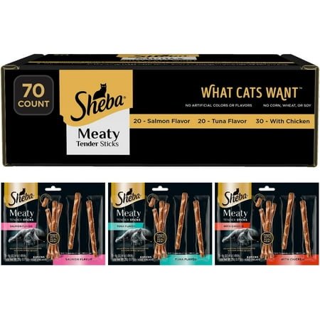 Meaty Tender Sticks Soft Cat Treats with Chicken, Tuna Flavor, and Salmon Flavor
