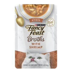 Purina Fancy Feast Broths Kitten Food, Wet Cat Food, Shrimp Seafood Bisque, 1.4 oz Tubs (16 Pack)
