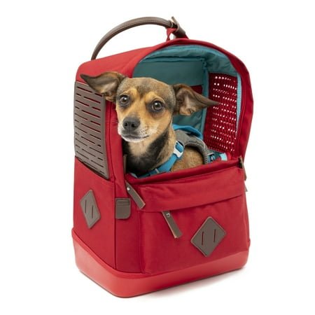 Kurgo Nomad Dog Carrier Backpack, Hiking Backpack for Small Dogs, Pet Travel Back Pack Carrier, Interior Safety Tether, Waterproof Bottom, Dual Carry Handles, Holds Pets Up to 15 lbs, Red