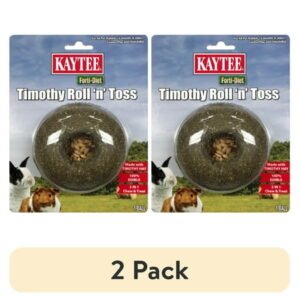 (2 pack) Kaytee Forti-Diet Timothy Hay Roll ‘N’ Toss Small Animal Chew Treat & Toy