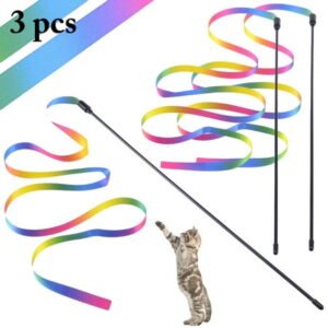 Byepica 3PCS Cat Teaser Toy Plastic Cat Wand Interactive Toy for Cat Kitten