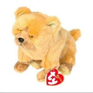 Ty Beanie Babies – Zodiac Fluffy Dog with Gold Paw bottoms