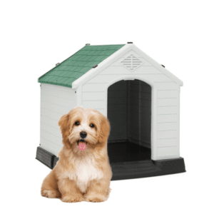 ZHOUB 27″ Dog House Indoor Outdoor Waterproof Ventilated Plastic Dog House Pet Shelter Cage with Ventilation and Elevated Flooring, Suitable for Small Medium Dogs Easy to Assemble, Green