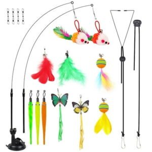 TSV 20pcs Suction Cup Cat Toys, Interactive Cat Feather Toys for Indoor Pets Exercise