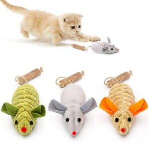 TETOU 3pcs Cat Toys Plush Mice Interactive Catnip Silvervine Animals Toys for Indoor Kitten Cat Chew Exercise Toys