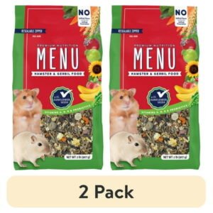 (2 pack) Menu Premium Hamster Food – Sunflower Seed Blend – Vitamin and Mineral Fortified, 2 lb
