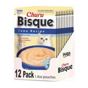 Inaba Churu Bisque Lickable Wet Cat Topper, 1.4 oz Pouch, 12 Pouches, Tuna