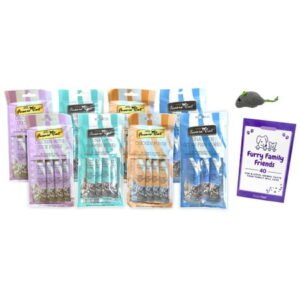 Fussie Cat Premium Puree (2) Each: Chicken, Tuna Prawns, Chicken Duck, Tuna Ocean Fish + MerlinsMart Zine | Catnip Toy