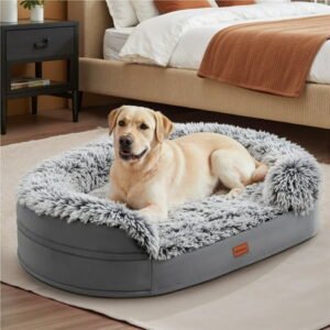 Gimars Extra Large Orthopedic Thicken Half-Round Egg Foam Ultra Soft Dog Beds, Waterproof, High Supportive Bolsters,Easy Clean Removable Washable Pet Beds Cover