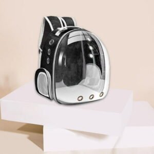 Portable Pet Carrier Travel Breathable Backpack Dogs And Cats Puppy Waterproof Transparent Breathable Space Backpack , Black