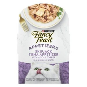 Purina Fancy Feast Appetizers Wet Cat Food, Tuna & Sole in Broth, 1.1 oz Trays (10 Pack)