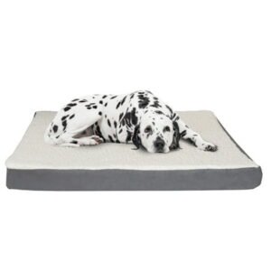 PETMAKER 44×35 Memory Foam Dog Bed with Washable Sherpa Cover (Gray)