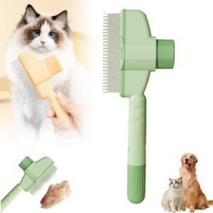Upgraded Flea Comb, 2025 New One-Click Self-Cleaning Pet Hair Removal Comb for Cats and Dogs, Creative Portable Cat Brush Comb, Multifunctional Pet Grooming Supplies