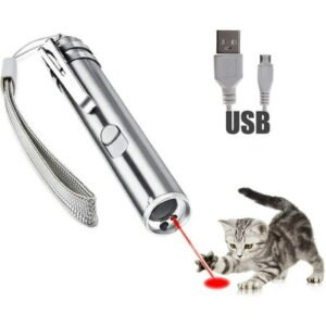 AUPERTO Laser Pointer for Cats USB Rechargeable, Cat Dog Interactive Lazer Toy, 3 Mode – Red Light LED Flashlight UV Light
