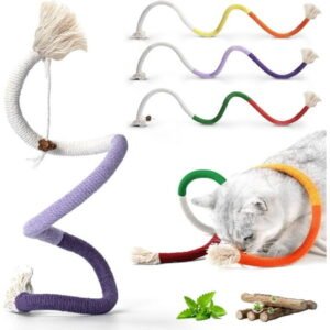 3Pcs Cat Toys Chew Ropes with Refillable Natural Catnip, Safe Teeth Cleaning Toy for Indoor Kittens, Interactive Cat Nip Kitty Toys for All Breeds 19.5 Inches