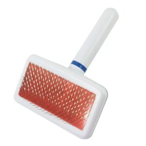 Unique Bargains Pet Dog Cat Metal Wire Grooming Brush White Red