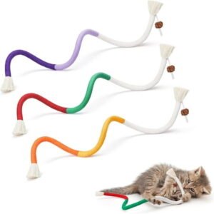 Enkarl Cat Toys Chew Ropes 3Pcs with Refillable Natural Catnip, Safe Teeth Cleaning Toy for Indoor Kittens, Interactive Cat Nip Kitty Toys for All Breeds 19.5 Inches
