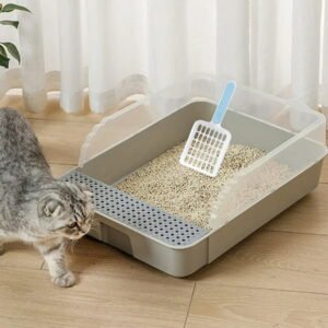 Cailmei Cat Litter – Double Abs With Non-Slip Handle And Removable Base | 5 Colors To Choose From For Odor Control And Easy Cleaning White Free Size