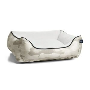 Gap Pet Camo Cuddler Dog Bed, Recycled Polyester Cover with Sherpa Inner, Medium 25″x21″, Khaki