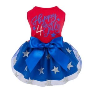 Fitwarm Happy 4th of July Dog Tulle Dress For Small Dogs Girl, Small