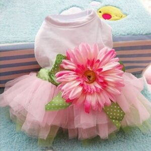 Walbest Dog Clothes Flower Gauze Tutu Dog Dress Vest Apparel Skirt Clothes Pet Puppy Birthday Princess Clothes for Dogs and Cats (Pink XXL)