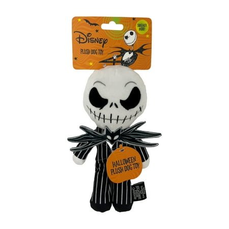 Disney Halloween Dog Toy, Nightmare before Christmas Jack Skellington, Plush, Squeaky, Black & White, 7.88″