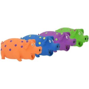 Vibrant Life Playful Buddy Pigglesworth Latex Pig Dog Toy, Color May Vary, Chew Level 1