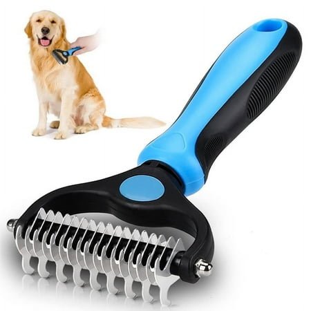 Pet Grooming Brush – Hair removal brush rake for dogs and hair removal tool for cats, double-sided bottom hair rake for mats and tangles