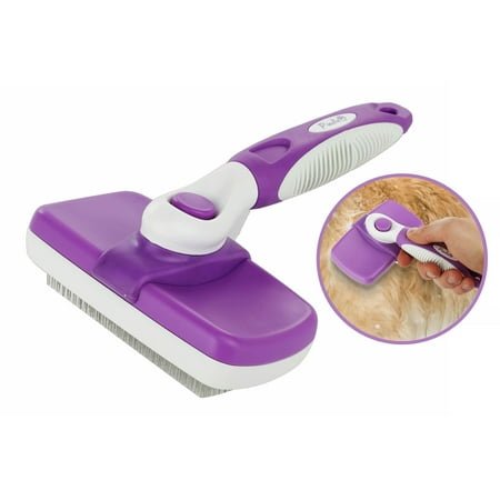 Poodle Pet Self Cleaning Slicker Dog Brush and Cat Brush-Easy to Clean Dog Grooming Brush Removes Tangles, Loose Hair, Best Dog Slicker Brush for Dogs ,Cats ,Rabbits, Poodles, (Soft Pins)