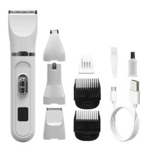 Dog Grooming Kit, 4 in 1 Quiet Pet Clippers for Grooming Supplies, Cordless Cat Paw Trimmer Dog Nail Grinder, Professional Long Hair Shaver Set for Cat Matted Hair and Small Dogs