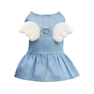 WBQ Small Dog Dresses Puppy Girl Clothes with D Ring and Cute Wings Summer Cat Apparel Girl Dog Clothes XS-XL