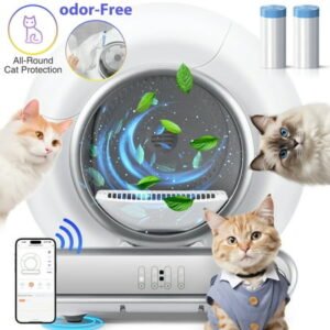 FaayFian Self Cleaning Cat Litter Box – Automatic Cat Litter Box with Smart APP Control, 65L+9L Large Capacity, Multi-Cat Households, Odor-Free, Integrated Safety Protection, 2 Rolls Liner Gift