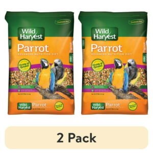 (2 pack) Wild Harvest Advanced Nutrition Parrot Bird Food, Seed, Grain and Vegetable Mix, 8 lb Bag