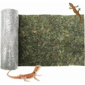 Duslogis Reptile Carpet, Natural Moss Mat for Terrarium, Bearded Dragon Tank Flooring Green Substrate Liner for Leopard Gecko Hermit Crab Lizard Tortoise (5.9″ X 39.3″)