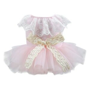 Dog Wedding Dress Puppy Bow-knot Princess Skirt, Pet Bride Lace Formal Dress, Birthday Party Costume for Small Dog Apparel
