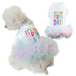 WIBACKER Puppy Birthday Tutu Dress Pet Small Dog Lace Skirt Princess Cat Party Dress Princess Apparel