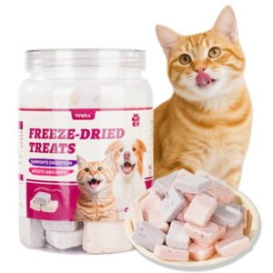 Wellix 4.23oz Yogurt Freeze Dried Treats for Cats&Dogs – Health Cat Treats for Indoor Cats – High Protein for Freeze Dried Chicken – Triberry Flavor Training Kitten Snacks or Puppy Treats