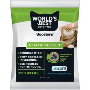 WORLD’S BEST CAT LITTER® Boosters™ Health Check-in™ | Cat Litter Additive for Health Monitoring | UTI Monitoring and Detection with Color Changing Indicator | Home Testing | Vet Approved | 12g