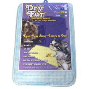 DryFur Pet Carrier Insert Pads – BLUE size SMALL 19.5 x 12.5 – 2 pack of Travel Pads