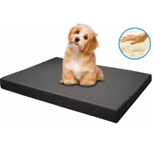 Dogbed4less Memory Foam Platform 42″x28″x3″ Dog Bed, Crate Mattress with Space Gray Waterproof Removable Cover
